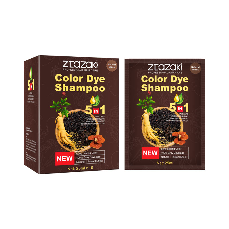 Private Label 25ml Sachet Hair Dye Shampoo in Bags Fast Color Permanent Hair Color for Home Use Covering White Hair