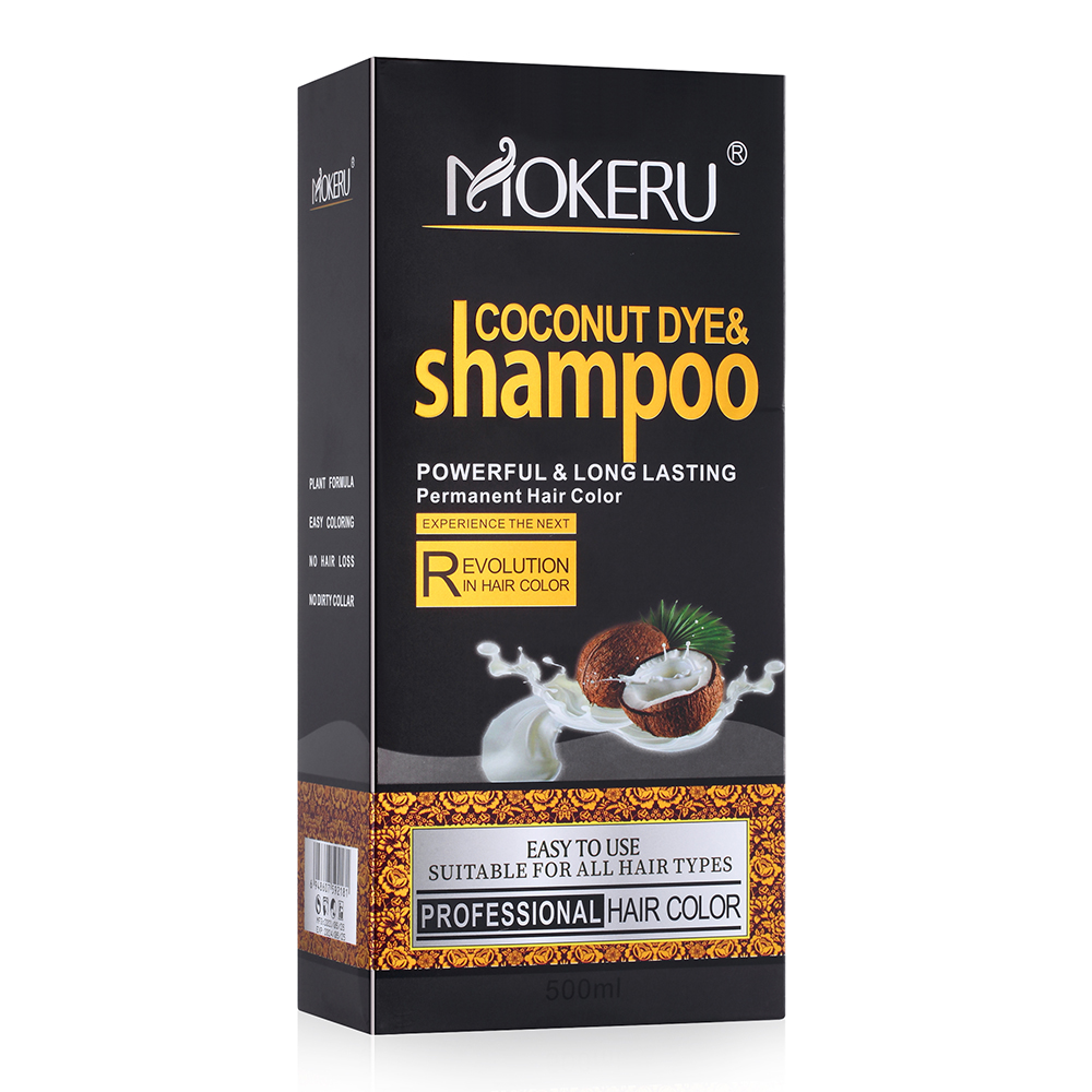 Mokeru 500ml Long Lasting Fast Hair Dye Shampoo Natural Brown Chestnut Hair Color Dye Shampoo Permanent Gray Hair Dye Shampoo