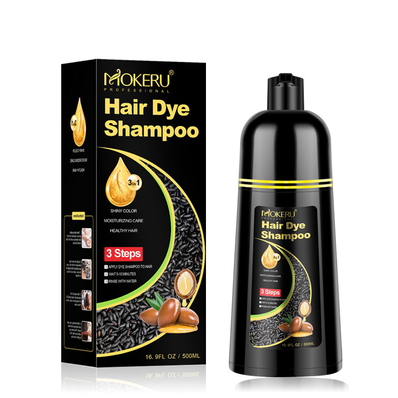 Mokeru 500ml 3-in-1 Black Rice Hair Dye Shampoo
